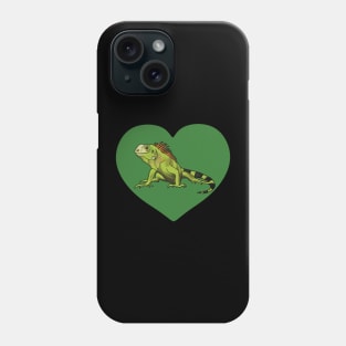 Iguana Heart for Iguana Lovers, Green Phone Case