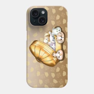 Cute dim sum dumplings in a steamer basket Phone Case