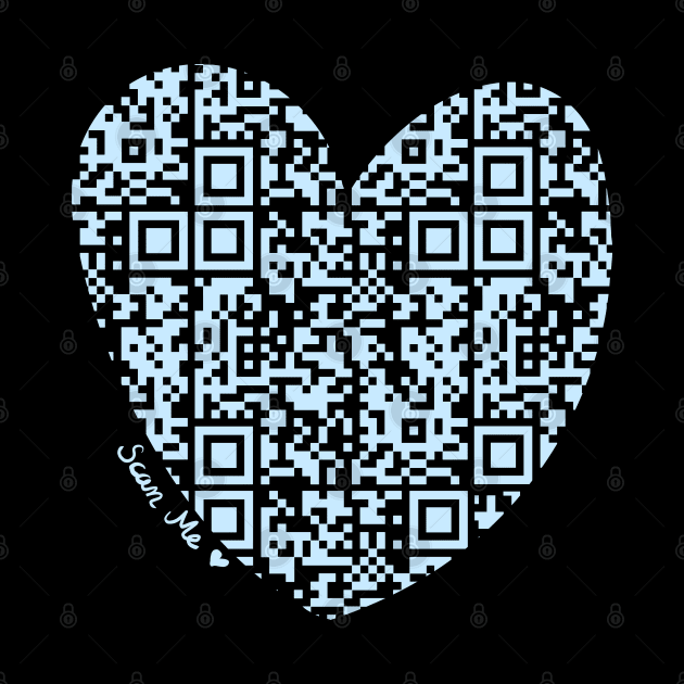 Pastel Blue Rick Astley Rickroll QR Code Heart Art by VictoriaLehnard