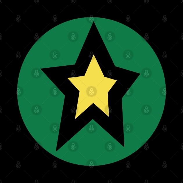 Yellow Star Green Circle Graphic by ellenhenryart