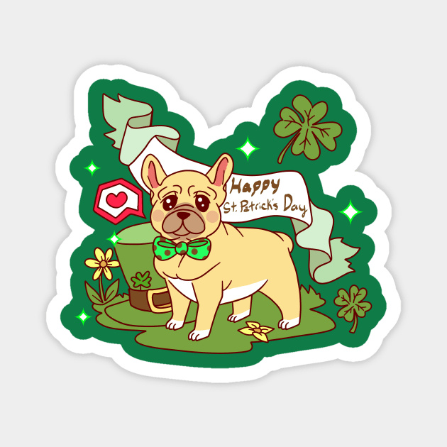 St. Patrick's Day French Bulldog Magnet by saradaboru