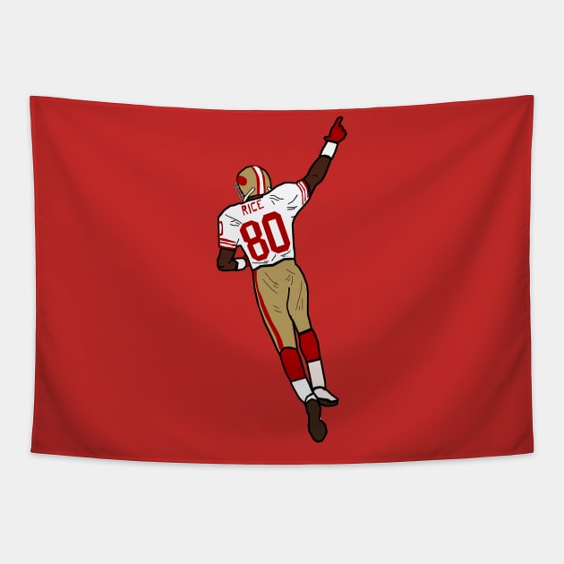 Jerry Rice Celebration - San Francisco 49ers Tapestry by xavierjfong