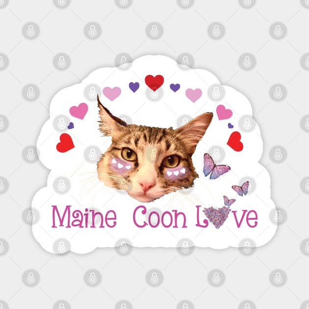 Maine Coon Love & butterflies Magnet by TanoshiiNeko