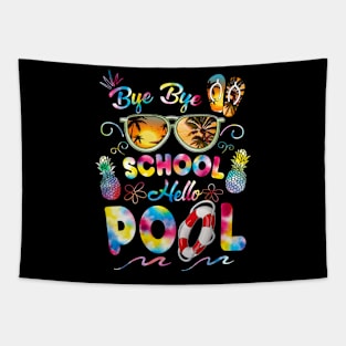 Bye Bye School Hello Pool Summer Vacation Pool School Tapestry