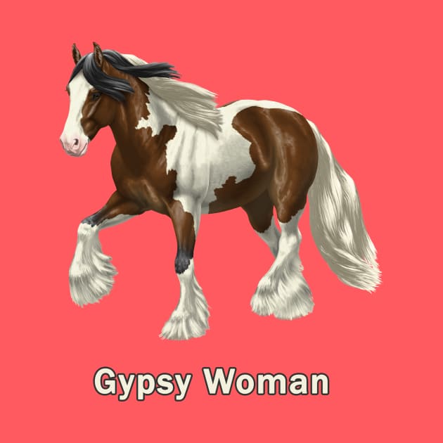 Bay Pinto Gypsy Vanner Horse Gypsy Woman by csforest