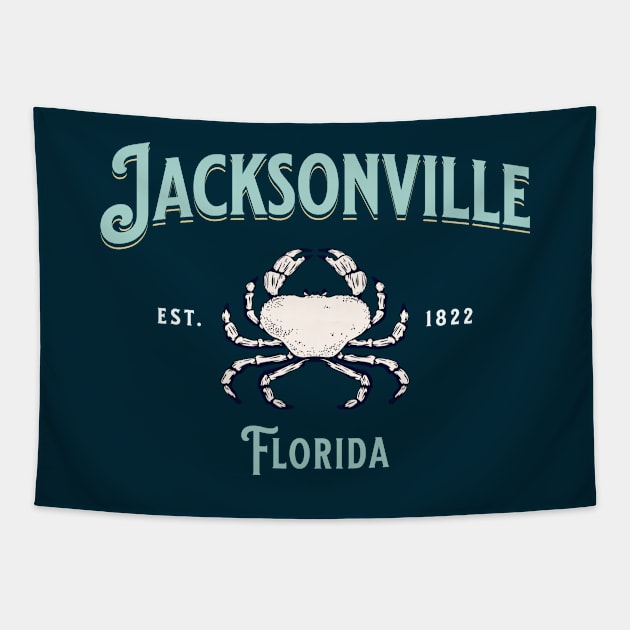 Jacksonville Florida Vintage Beach Crab Tapestry by TGKelly