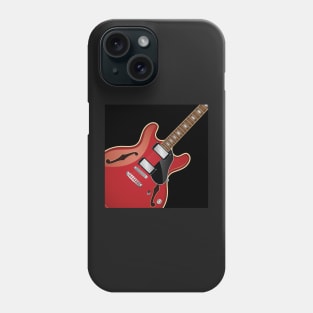 Hollow-body Red Guitar Design, Artwork, Vector, Graphic Phone Case