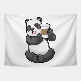 Panda with Coffee to go Tapestry