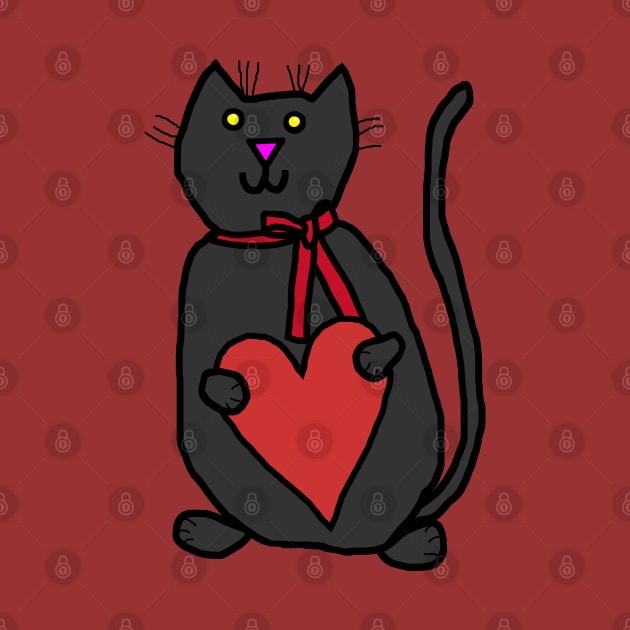 Cute Cat Holding Your Love Heart on Valentines Day by ellenhenryart