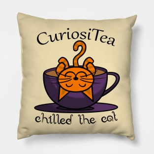 Cat in a tea cup - Curiosity Chilled the Cat Pillow