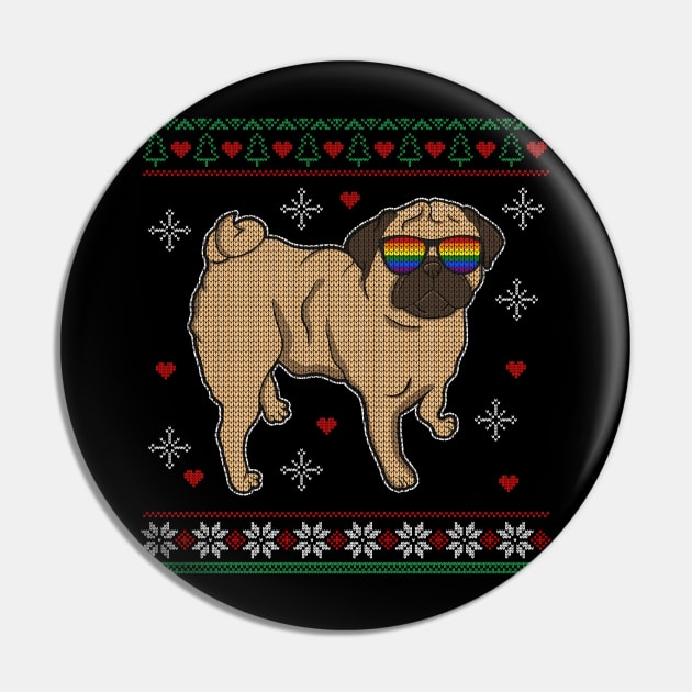 LGBT Pug Ugly Christmas Funny Gift Pin by Dr_Squirrel