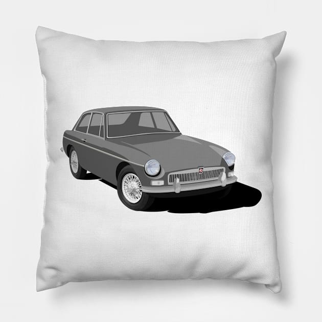 MGB GT Design -Silver Pillow by NickShirrell