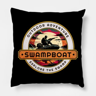 Swampboat Outdoor Adventure Design Pillow