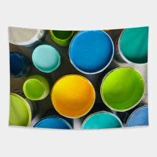 Paint Pots. Yellow, Blue, Green. Tapestry