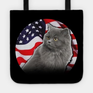 American Birman Cat USA Flag Funny Gift Shirt 4th of July Tote