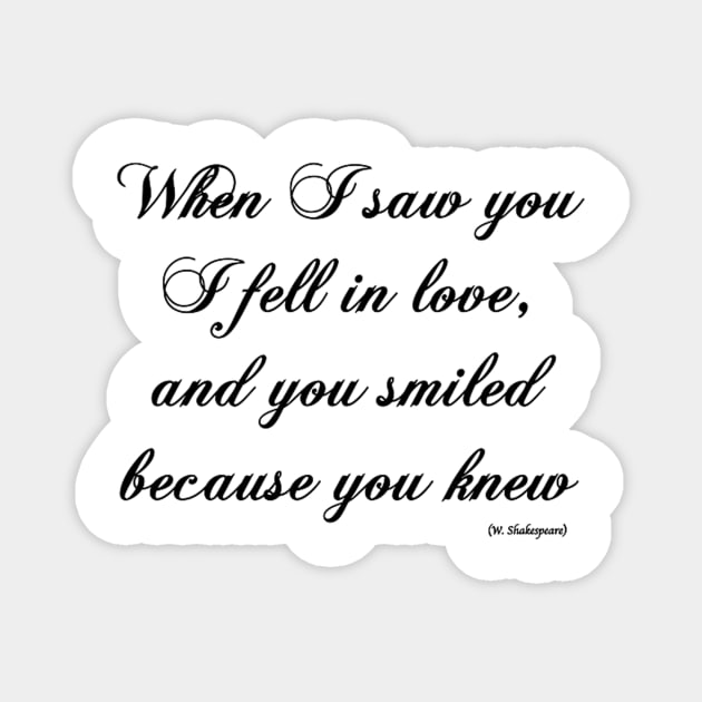 when i saw you, i fell in love, and you smiled because you knew Magnet by ysmnlettering