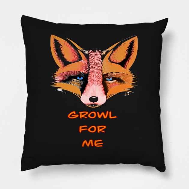 GROWL FOR ME BLUE EYED FOX CUTE Pillow by sailorsam1805