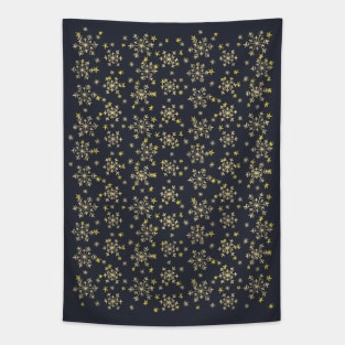 Snowflakes Pattern - Midnight Blue Tapestry