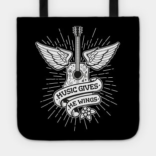 Music Gives Me Wings - Old School Tattoo Guitar Tote