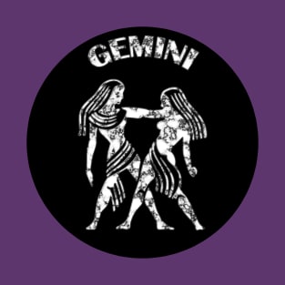 Gemini Astrology Zodiac Sign - Gemini the Twins Birthday Or Christmas Gift - Black and White Marble Symbol T-Shirt