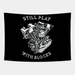 STILL PLAY WITH BLOCKS - MOTORCYCLE V ENGINE Tapestry