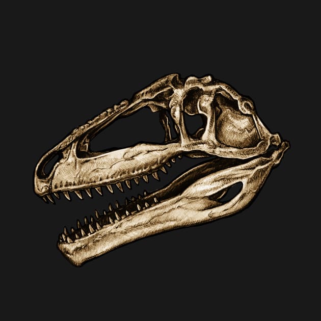 Dinosaur Skull Giganotosaurus Sticker by CassWArt