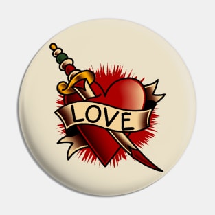 OldSalt American Traditional Love Heart Banner Tattoo Pin