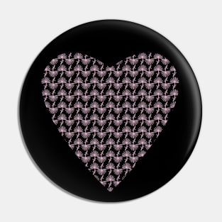 Pink Floral Heart Pattern Pin