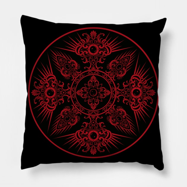 Antique: Adamant I (Red) - Baroque Vintage  - Sunweaver Pillow by Sunweaver