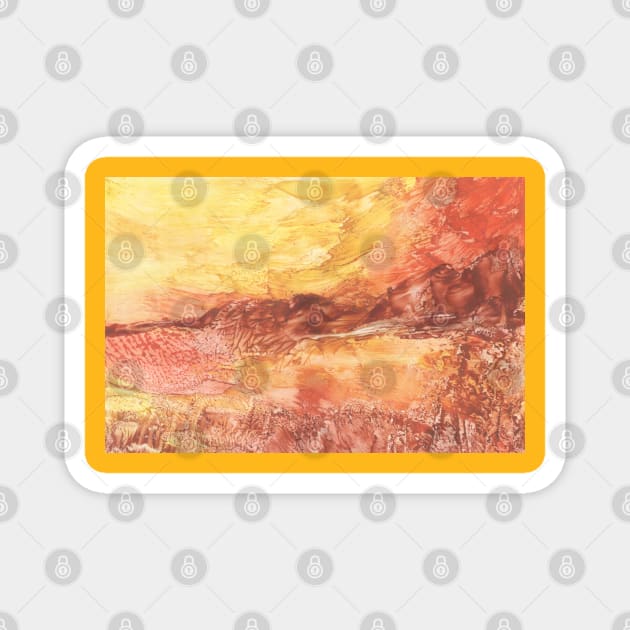 Beautiful landscape, nature. Encaustic wax art. Painting drawing Magnet by grafinya