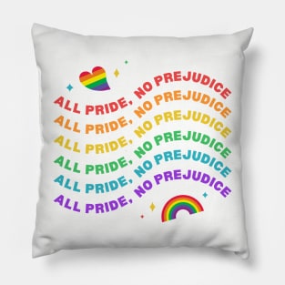 Pride Shirt "All Pride, No Prejudice" Tee, Colorful Rainbow Graphic, Perfect for Pride Month, Gift for LGBTQ Friends Pillow