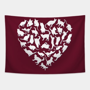 Heart full of cats Cute little cats in a heart adorable kitty Kittenlove Only cats in my heart Tapestry