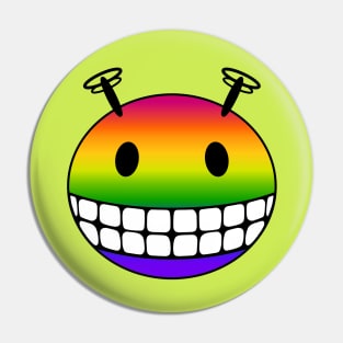 Rainbow Alien Smiley Face Pin