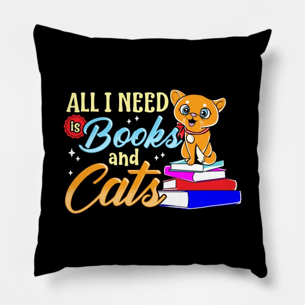 All I Need Is Books And Cats Cute Bookworm Reading Pillow by theperfectpresents