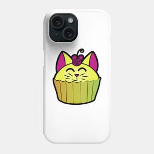 Catcake With Mouse-Cherry - Yellow Phone Case