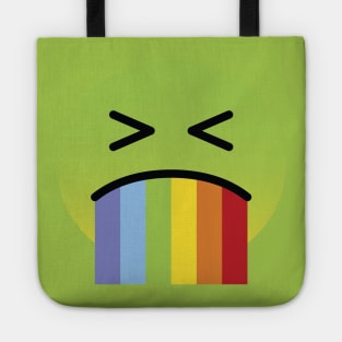 A sickly-green face with concerned eyes and puffed, often red cheeks Tote