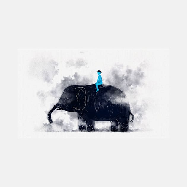 Blue Man In A Hat Rides Elegant Elephants by Bestseller