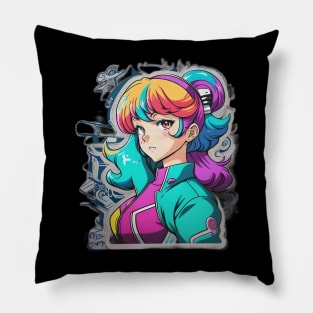 Retro-style Anime Girl Pillow