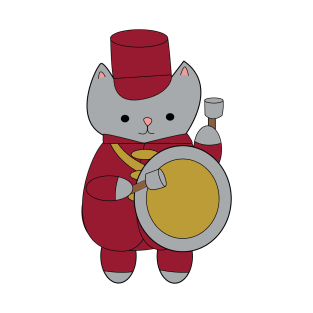 Marching Band Cat Bass Drum Maroon and Gold T-Shirt