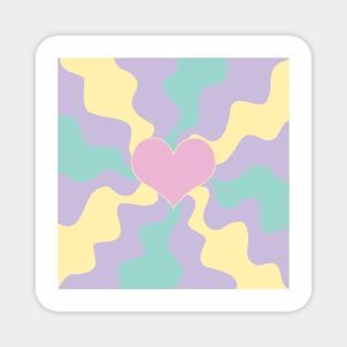 Heart - Pastel Pink, Yellow, Purple and Green Magnet