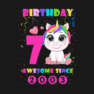 7th Birthday Girl Cute Unicorn I'm 7 Years Old Kid Gift T-Shirt