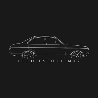 1976 Ford Escort MK2 - profile stencil, white T-Shirt