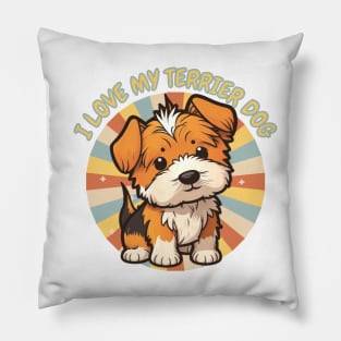Love, dog, terrier, retro, cute animal, pets Pillow