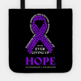 PURPLE RIBBON ALZHEIMERS WOMENS MENS ALZHEIMER AWARENESS Gift Tote