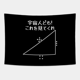 Japanese "Hey Aliens! Check This Out" Pythagoras Theorem Tapestry