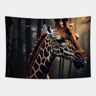 Giraffe exploring the forest canopy Tapestry