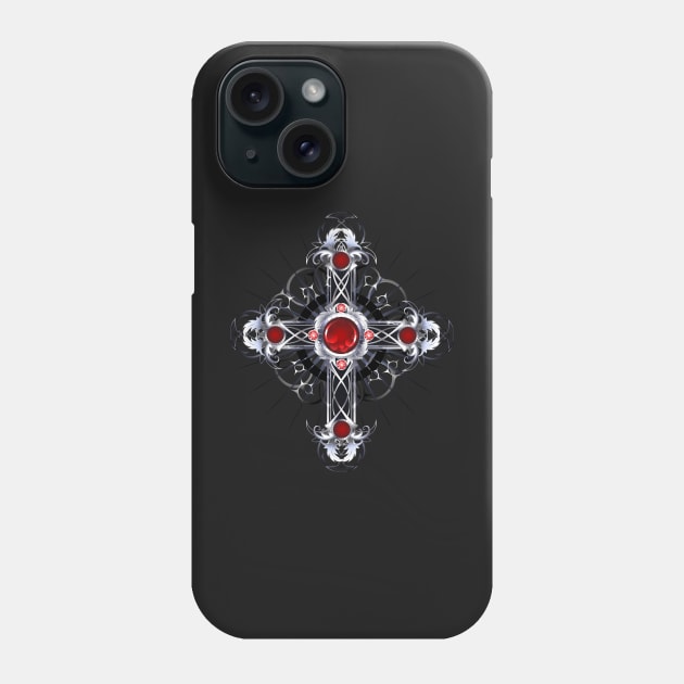 Silver Cross with Rubies Phone Case by Blackmoon9