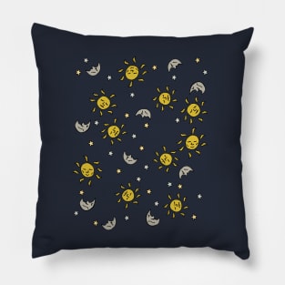 Stars, moons, suns, celestial pattern Pillow