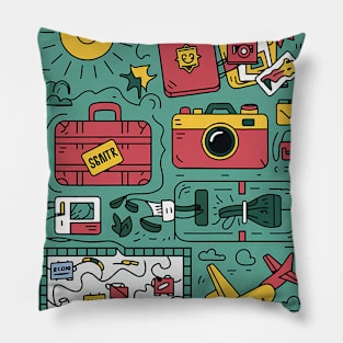 TRAVEL AND TOURISM ICONS Pillow