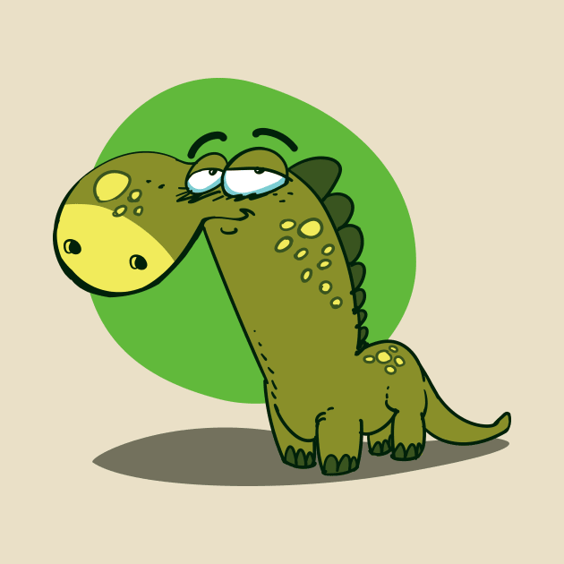 funny dino cartoon style dinosaur illustration by anticute